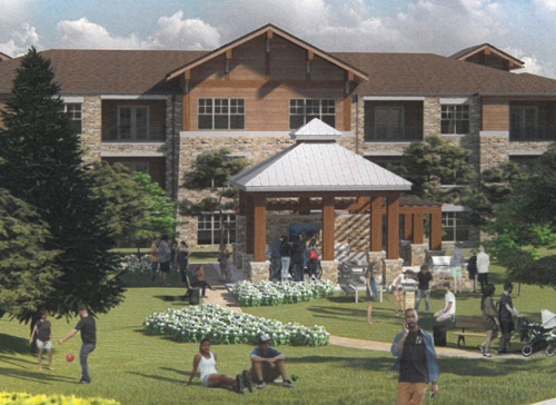 This rendering shows the proposed park area at the Preserve living community in Grapevine.
