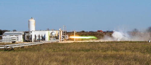 Firefly Aerospace gave a 40-second demonstration of a rocket engine test during a tour of its Briggs facilities March 13.