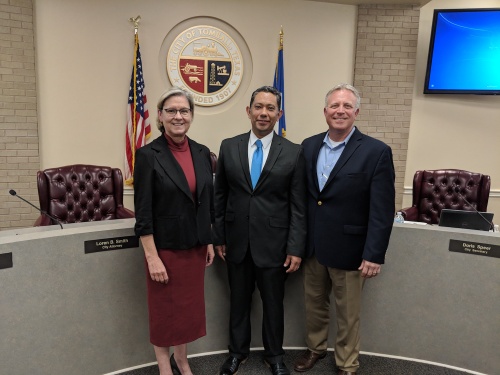 Tomball City Council named David Esquivel (center) assistant city manager April 16.