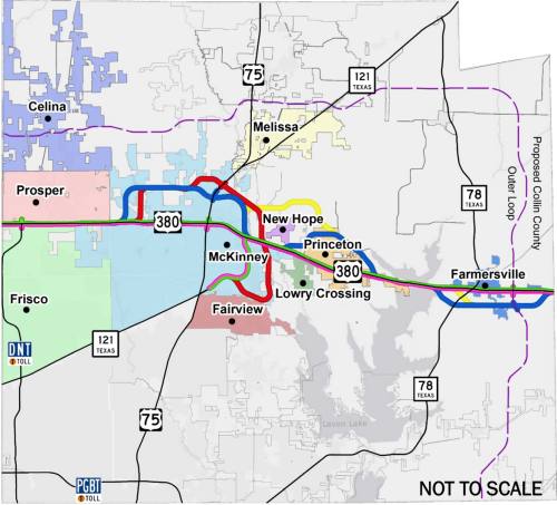 During a meeting April 26, TxDOT officials shared five possible alignment options and three roadway options to relieve traffic and congestion on US 380.