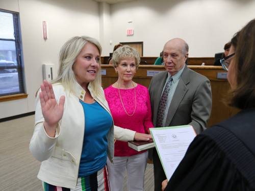 Incoming Leander Place 6 Council Member Marci Cannon took her oath of office Thursday.
