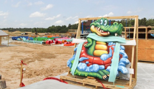 Construction continued in May on the Big Rivers Waterpark and Gator Bayou Adventure Park, which open June 29.