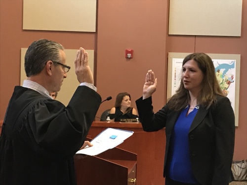 Lakeway Mayor Sandy Cox is sworn in to office May 21.