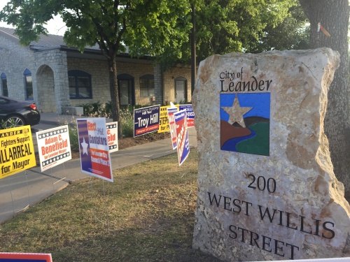 Candidates posted election signs in Leander.