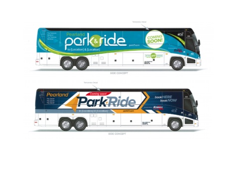 Mockups of possible park and ride buses show what Pearland's service could look like. 