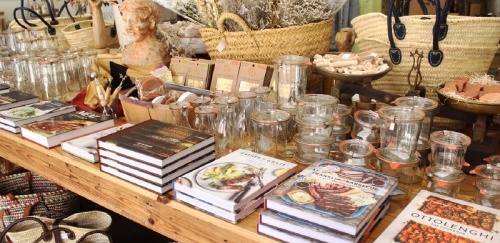 Ettiene Market carries a wide variety of different cookbooks and pantry items.