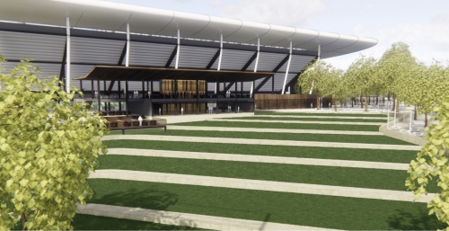 The proposal for a soccer stadium in North Austin includes parkland and a music venue.