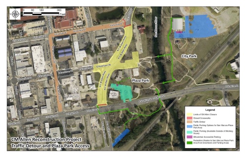 C M Allen Parkway will close between Hopkins Street and University Drive for reconstruction of the roadway beginning July 30.