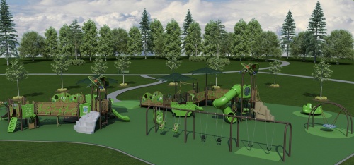 A conceptual rendering shows what the Cottonwood Park playground could look like when the inclusive amenities are completed.