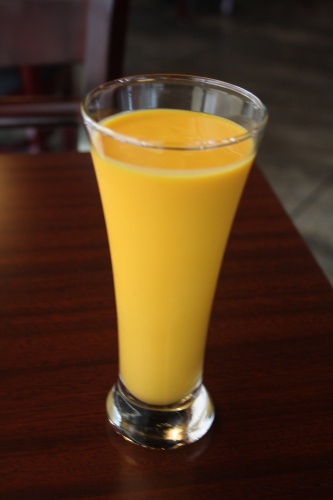 The mango lassi is one of two flavors of the drink