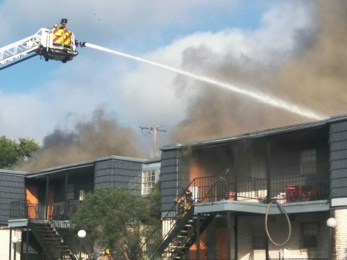 Five residents remain unaccounted for after a fire destroyed 110 apartments near the campus of Texas State University.