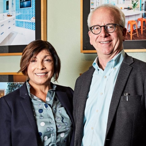 CG&S Design-Build co-owners Dolores Guerrero-Davis and Stewart Davis stand in CG&S headquarters.