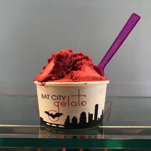 The newly opened Bat City Gelato offers flavors such as blackberry sorbetto.