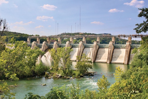 The Tom Miller Dam in Austin was constructed for flood control and generating hydroelectric power.