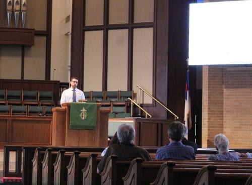 Representing the Harris County Flood Control District, Matthew Zeve was one of several speakers at a flood seminar in Spring Aug. 15.