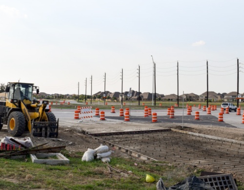 Construction is still ongoing on the inside lane of the traffic circle and the exit streets that are being widened.