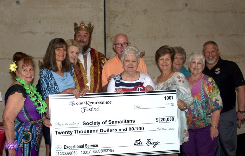 Texas Renaissance Festival officials presented a donation to Society of Samaritans in late July.