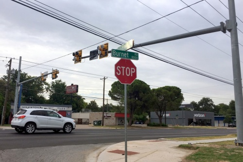 Improvements that will be funded through the 2016 Mobility Bond on Burnet Road will include pedestrian crossing signals. This signal at Ashdale Drive is being funded through the city's Quarter Cent Fund.