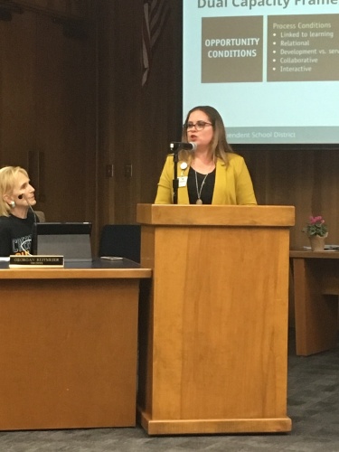 Maria Lopez, Klein ISD's family engagement program coordinator, highlighted key updates to the program at the Klein KISD board of trustees meeting Sept. 10. 