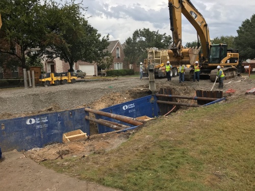 Water district crews are conducting street repairs at the 4500 block of Crystal Mountain Drive, where a water transmission line was damaged last week.