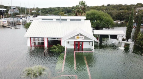The Sundancer Grill sits at 690 feet. Lake Travis was at 697.5 feet as of Wednesday morning, and is expected to continue rising. 