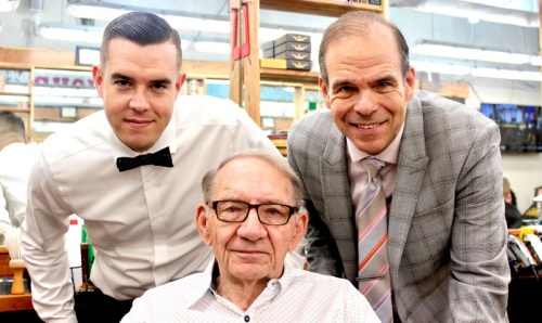 Bob Wandersee (center) opened South Austin Barber Shop in 1989. His son, Tom (right) now owns the business and grandson Matthew (left) is a barber.