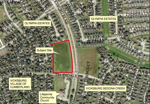 The land outlined in red was the proposed child care site.