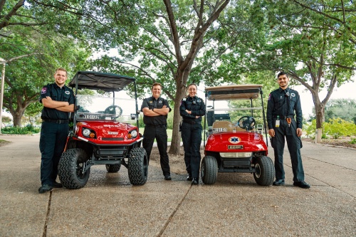 The University Emergency Medical Response team at UT Dallas is led by Chief Scott Bell, second from left.