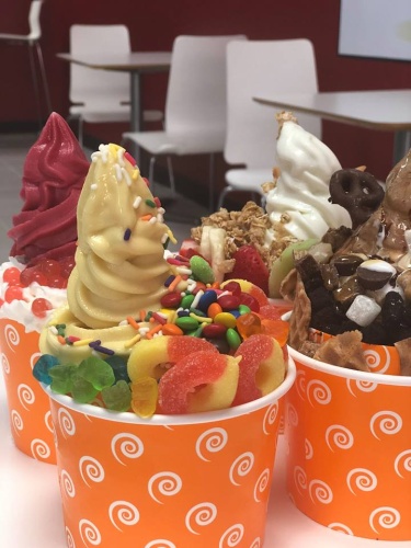 Diners with a sweet tooth can create their own frozen yogurt dishes at Swish Frozen Yogurt.