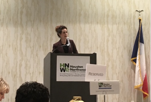 Susan Davenport, senior vice president of economic development for the Greater Houston Partnership, urged area economic leaders to work on attracting new talent to Houston. Davenport spoke at the Houston Northwest Chamber of Commerce Luncheon on Nov. 8. 