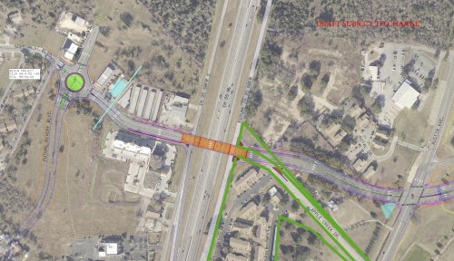 A preliminary schematic shows the proposed plan for a new I-35 overpass bridge at Northwest Boulevard in Georgetown.