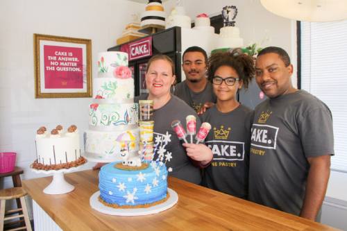 From left: Liz Hale runs Cake. Fine Pastry on FM 529 in Cy-Fair with help from her son, Alec; her daughter, Vivian; and husband, Jerry.