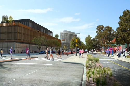 A rendering shows what a potential redesign of Greenville Avenue and the area surrounding the DART Arapaho Station could look like once the innovation district is complete.