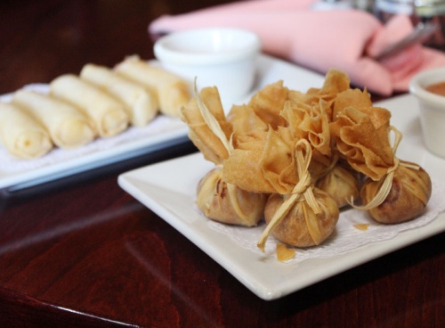 Golden bags ($6.99), a popular menu item at Silk Road Thai Cuisine, are made of ground pork and shrimp wrapped in a golden crispy pastry.