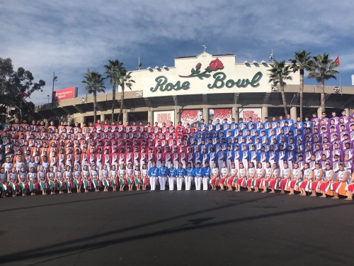 The Flower Mound High School Marching Band performed in the Rose Parade.