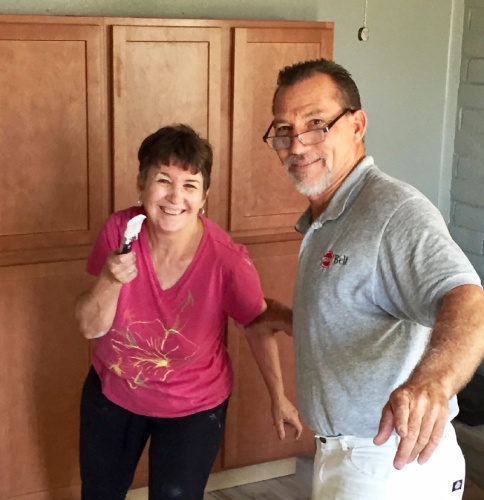 Winged Hope is run 100 percent by volunteers. Pictured are board President Joyce McLaren and a team member at the My Sisteru2019s Place domestic violence shelter revamp.