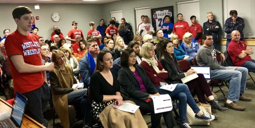 Eanes ISD residents, many of whom represented the Westlake Wrestling team, attended the Jan. 29 board of trustees meeting in support of funding new facilities via a 2019 bond package.