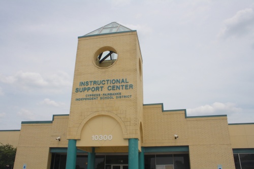 Cy-Fair ISD's Instructional Support Center is located at 10300 Jones Road, Houston.