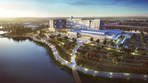 The Katy Boardwalk project will feature a conference center and hotel alongside a 90-acre lake. 