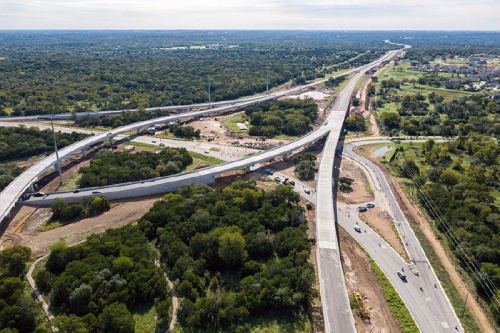 An overview shot of progress on the SH 45 SW toll road in South Austin.