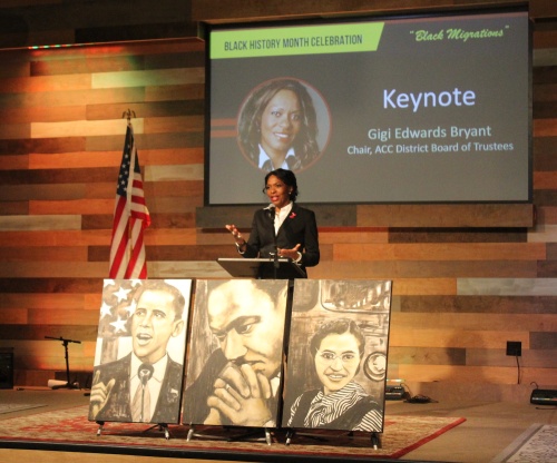 Keynote speaker Gigi Edwards Bryant is the chair of the Austin Community College board of trustees.