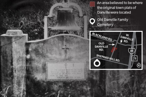 The lost town of Danville was platted in the 1840s and thrived for decades before being abandoned in the 1870s after the Civil War, when the town was bypassed by a railway. 