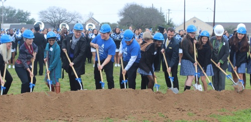 Members of the Austin ISD community celebrated the groundbreaking for a project to build a new campus at the Ann Richards School for Young Women Leaders on Feb. 22 in South Austin.