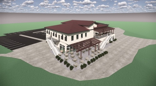 A preliminary rendering depicts a planned convention center at the Jersey Meadow Golf Course. Jersey Village City Council approved a design and site plan at a Feb. 18 meeting. 