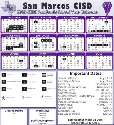 San Marcos Cisd Approves 2019 20 Academic Calendar Community Impact San Marcos School Calendar