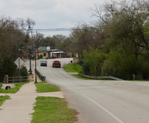 Mercer Street cuts through Dripping Springs' business district. 