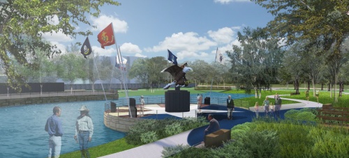 A rendering shows what Veterans Park's eagle statue could look like.