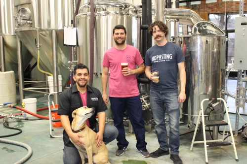 From left to right: Brian Burton and Dixon, Jon Powell and Lane Joseph are the faces behind Hop and Sting Brewing Co. in Grapevine.