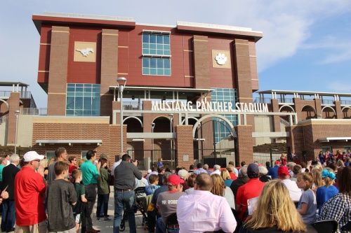 It was standing room only March 22 as the community gathered for the opening of the newly renovated Mustang Panther Stadium.