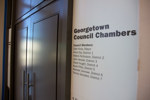 Georgetown City Council meetings are held in council chambers at 510 W. Ninth St., Georgetown.